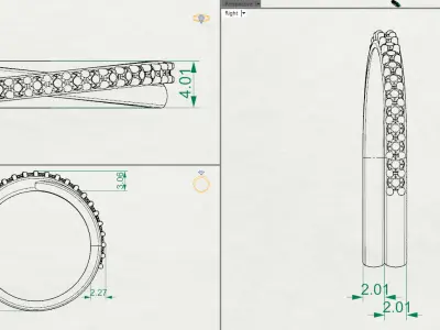Wedding band with diamonds 3D print model