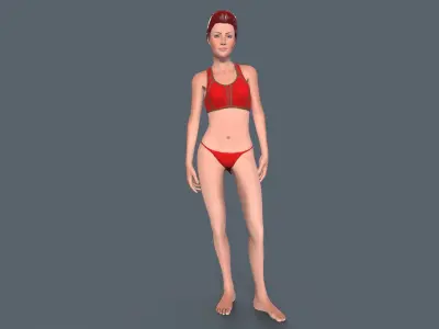 Red Woman Low-poly 3D model