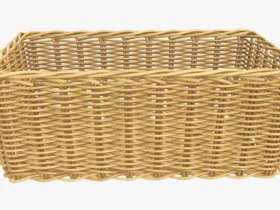Wicker basket rectangular 01 medium brown 3D model
