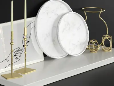decorative set living room shelf 3D model purchase