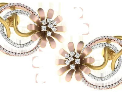 Women Flower Drop  Earring  3D print model purchase