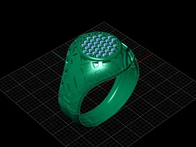 Print Ready STL 3DM  Gents Rings Diamond Men Ring  3D print model 61