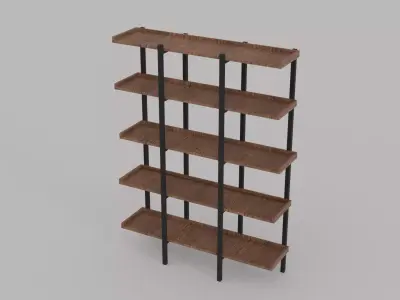 Bookshelf for Low Poly Games Free low-poly 3D model