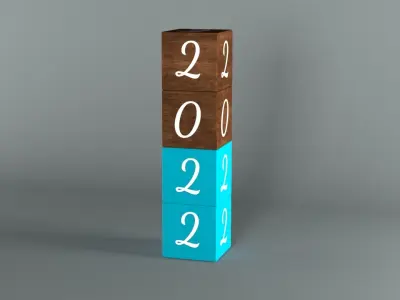 Decoration 2022 Cubes  Low-poly 3D model