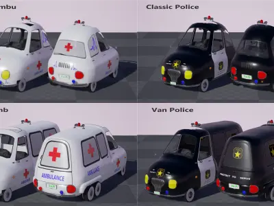 Toon Vehicle kit  Low-poly 3D model