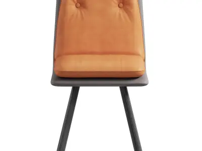 Orange Dining Chair PU Leather Side Chairs By Homary 3D model