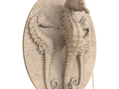 Seahorse Wall Fountain Water Feature 3D model
