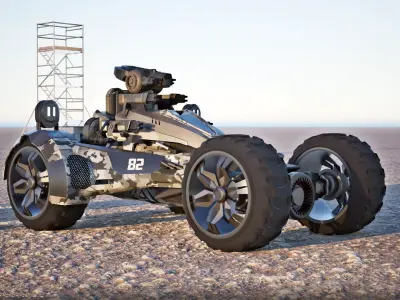 Combat Game vehicle Low-poly 3D model