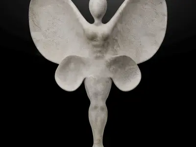 Butterfly Sculpture Italian Statuario marble 3D model