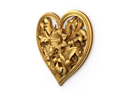 Heart decorative ornament onlay cnc 3d printing stl 04  3D print model