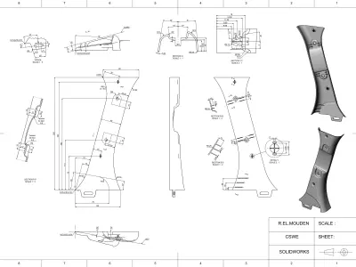 Interior trim pillar panel 3D print model