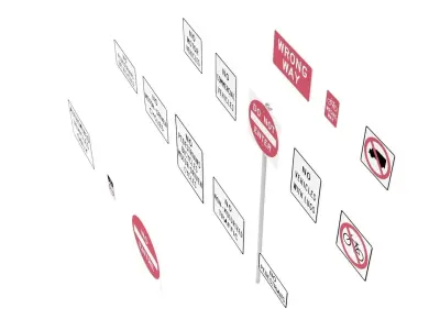 Road Sign US R5 Series Exclusionary 3D model