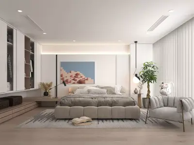 Modern Bedroom Scene 31 3D model