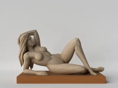 Relaxed Woman Minimalist Lying Woman Sculpture 3D print model
