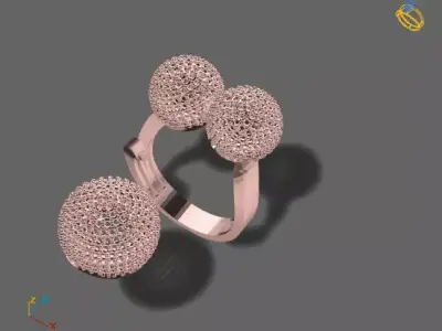 Women Stone Rings Diamond 3D print model 8