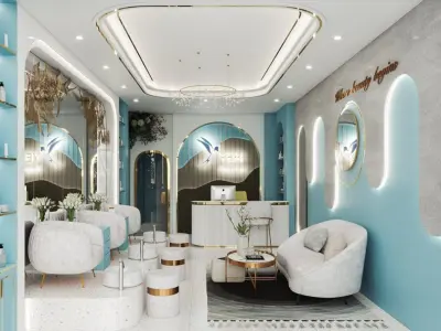 Luxury Spa interior design with beautiful beach colors  3D model