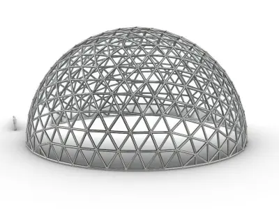 Geodesic Dome Large with Frame and Panels and Entryway 3D model