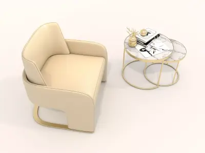 Modern Coffee Table and Armchair Set 66 3D model