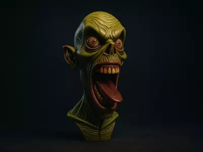 Zombie Bust Sculpture Horror Monster Decor Halloween Prop 3D print model