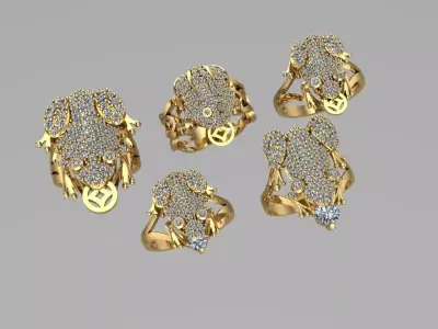 Toad and Frog Gold rings NN082 3D print model