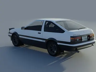 Toyota Trueno AE86 Initial D stylized Low-poly 3D model