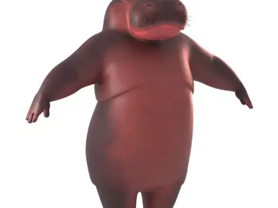 cartoon hippo character 3D model