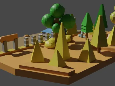 Sandy Envinronment Low-poly 3D model