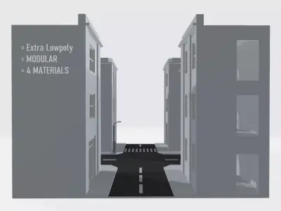 Modular Street Unit for 3d Art Low-poly 3D model