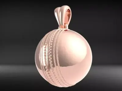 Solid Cricket Ball Pendant Necklace Jewelry 3D print model