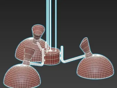 amanda three light chandelier in brass and clear glass 3D model