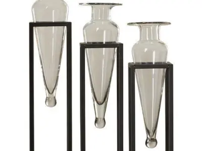 Clear Cockayne 3 Piece Amphora Vase Set 3D model