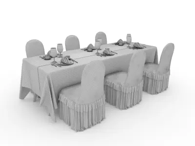 Banquet Table and Chair 118 3D model