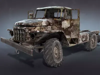 Ural-375 Burnt Low-poly 3D model