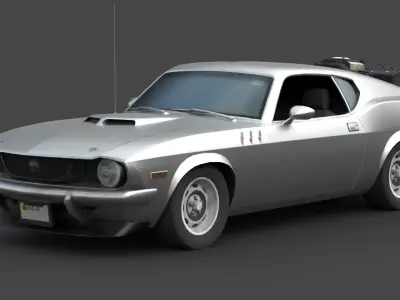 White Vintage Muscle Car 3D Model  High-Quality Free low-poly 3D model