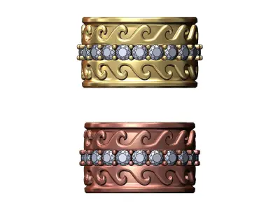 Eternity 3mm diamond double wave band US sizes 7 8 3D print model