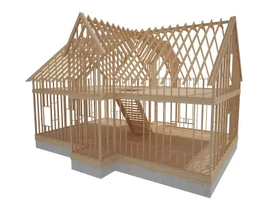 Wood House Construction 3D model