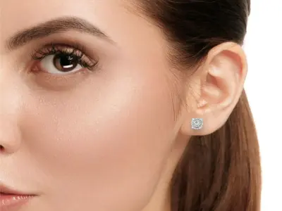 Luxury Multi-Halo Round Diamond Stud Earrings CAD Model 3D print model