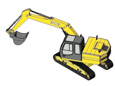 Medium Long Reach Excavator-18 Low-poly 3D model