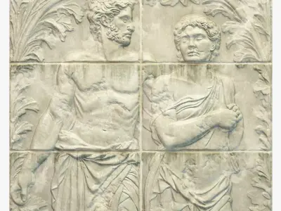 Bas-relief wall panel PBR 02 Low-poly 3D model