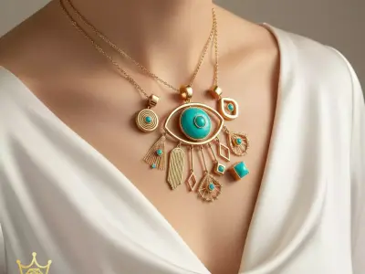 Turquoise Talisman Necklace  Evil Eye Amulet 3D print model