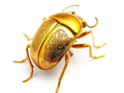Elegant Golden Beetle Model Pack Low-poly 3D model