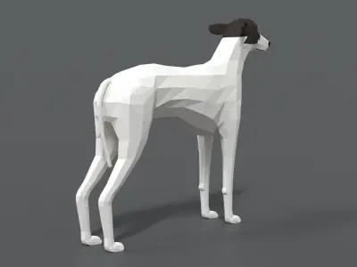 Low Poly Cartoon Greyhound Dog Low-poly 3D model