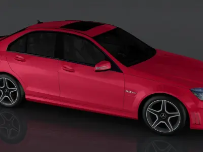 Mercedes Benz C63 AMG 2009 Low-poly 3D model