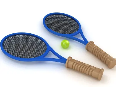 Tennis Racquet with Bal 3D model