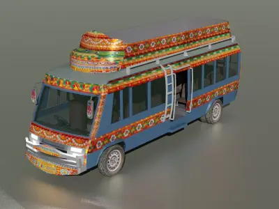 Pakistani Old Bus  Low-poly 3D model
