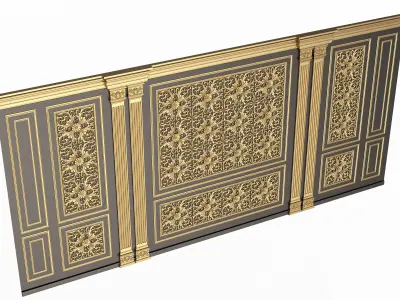 Boiserie Classic Wall with Mouldings 018 Black Low-poly 3D model