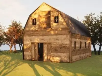 Barn  of wood Low-poly 3D model