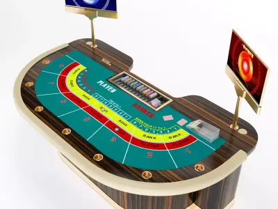 Baccarat Table 3D Model for Casino and Luxury Interior Design Low-poly 3D model