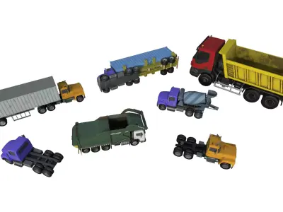 Trucks Pack Low-poly 3D model