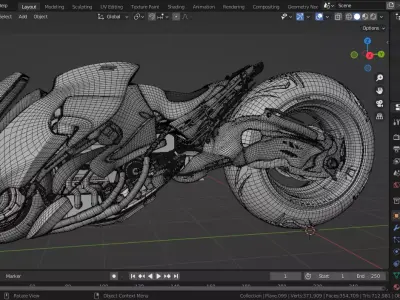 SCI-FI POWERBIKE Low-poly 3D model
